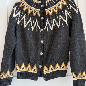 Fair island Gray, Gold and white vintage Women's Cardigan